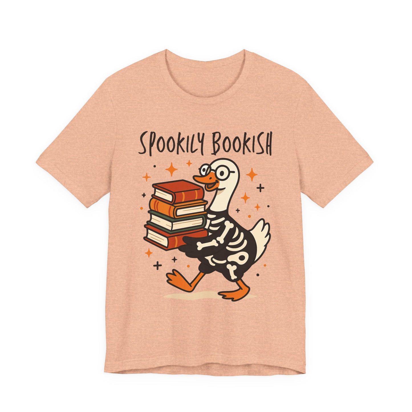 Spookily Bookish Tee, Perfect for Book Lovers, Great Gift for Halloween, Tees for Casual Wear, Quirky Duck Design