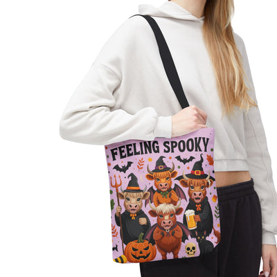Feeling Spooky Halloween Cows Tote Bag, Halloween Accessory, Trick or Treat, Cute Farm Animal Design, Fall Festival Shopping Bag