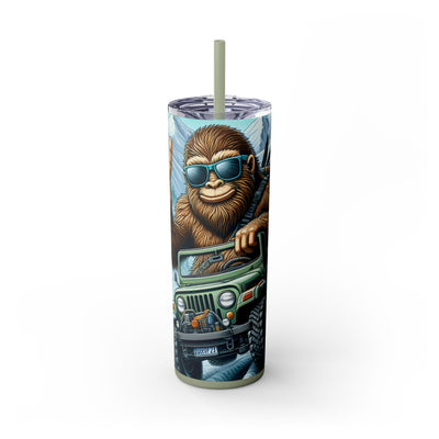 Bigfoot Adventure 20oz Skinny Tumbler With Straw - Unique Insulated Travel Mug, Fun Camping Gift, Trendy Drinkware, Outdoor Thermal Cup
