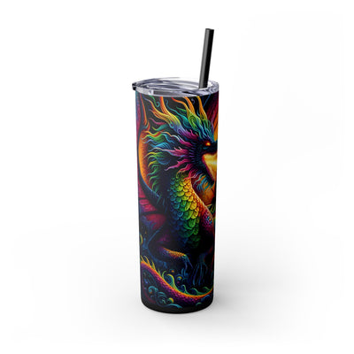 Colorful Dragon 20oz Skinny Tumbler With Straw| Fantasy Drinkware, Travel Mug, Gift for Dragon Lovers, Party Favors