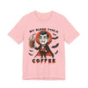 My Blood Type Is Coffee Vampire Tee, Halloween T-Shirt, Funny Graphic Shirt, Unisex Short Sleeve Top, Perfect Gift for Coffee Lovers