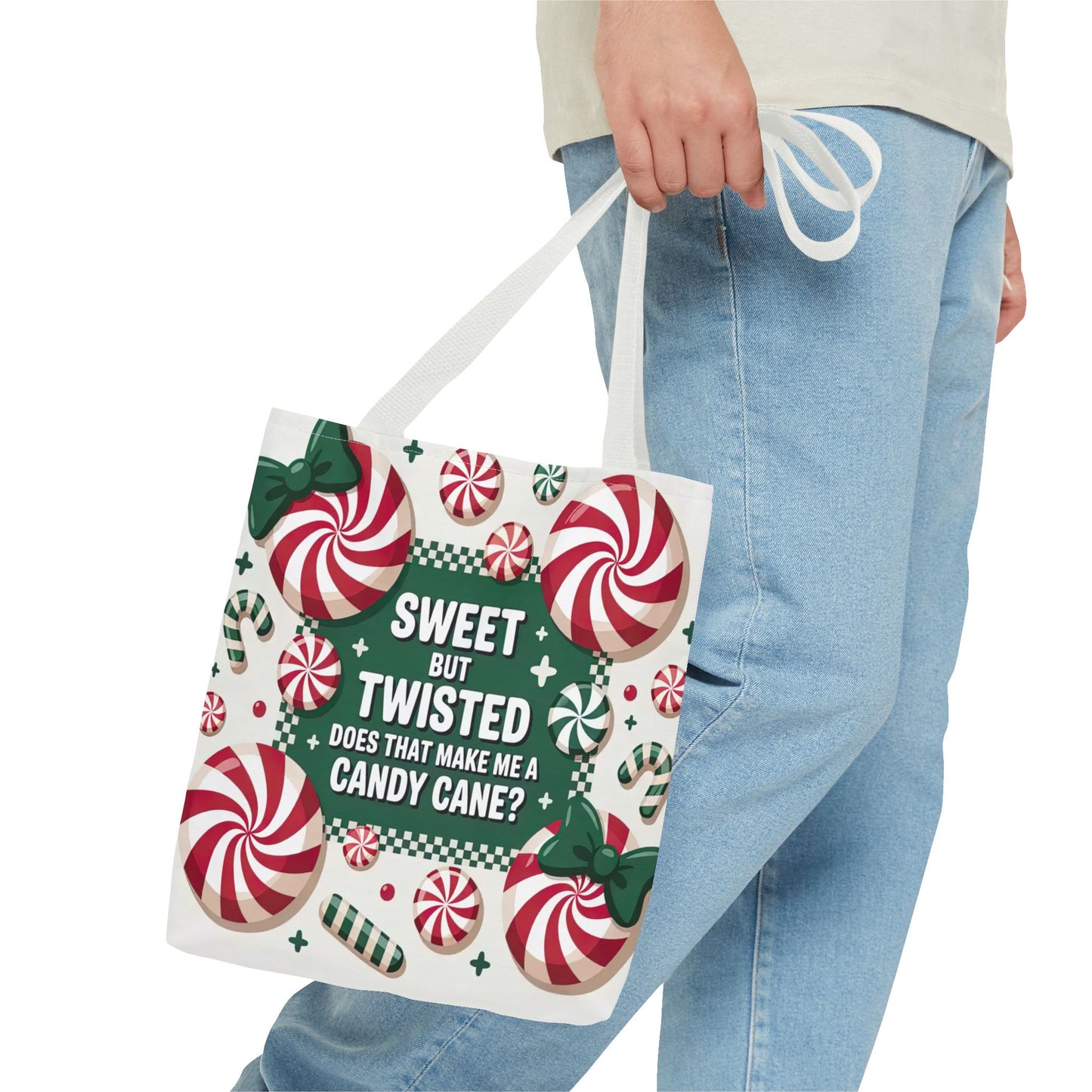 Candy Cane Christmas Tote Bag | Festive Holiday Gift & Shopping Bag