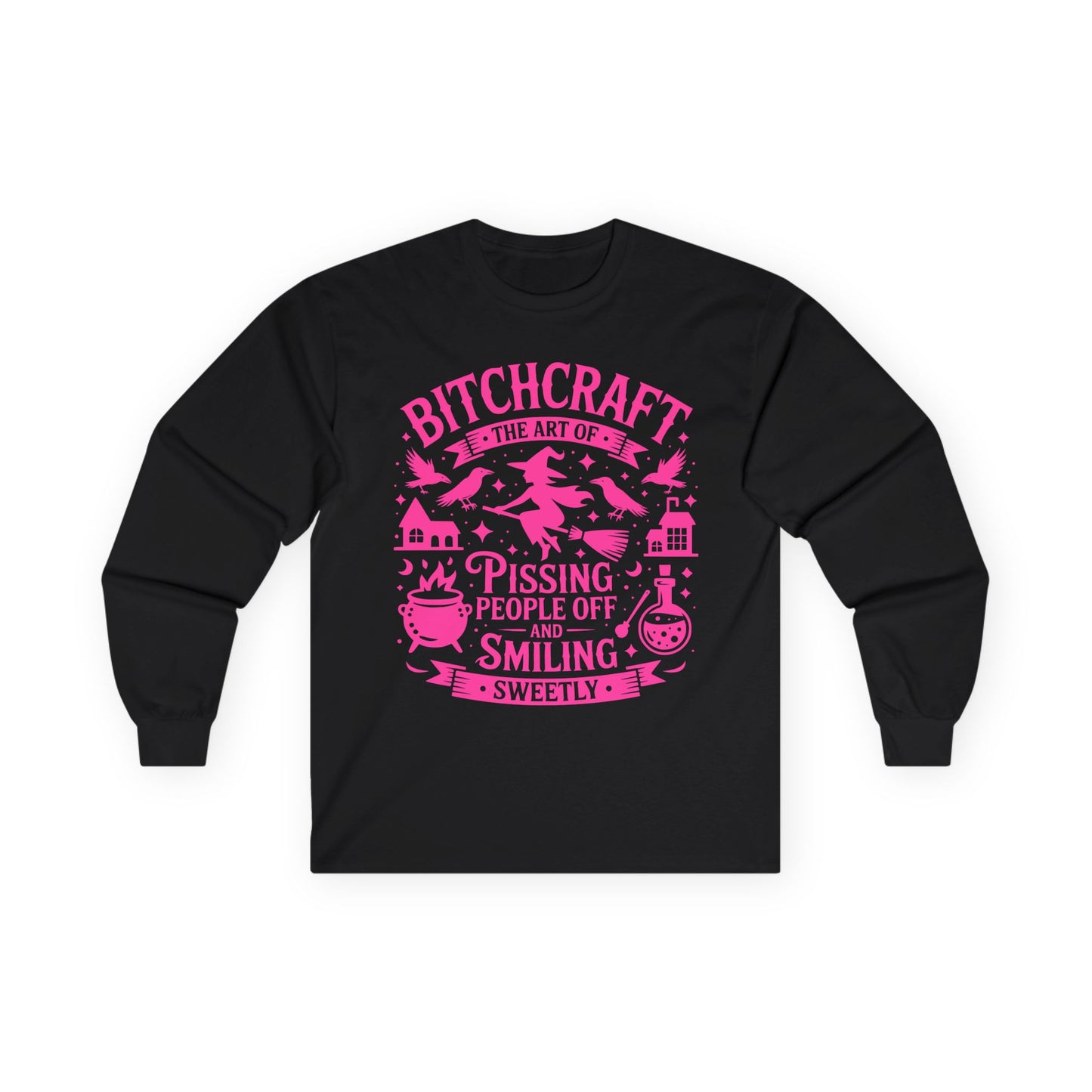 "Bitchcraft" Long Sleeve Tee – Witchy Fashion, Perfect for Halloween, Gift for Witches, Casual Outfit, Unisex Style
