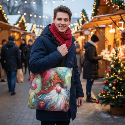 Gnome Christmas Tote Bag | Festive Holiday Gift & Shopping Bag