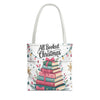 "All Booked For Christmas" Christmas Tote Bag | Festive Holiday Gift & Shopping Bag, Gift For Book Lovers
