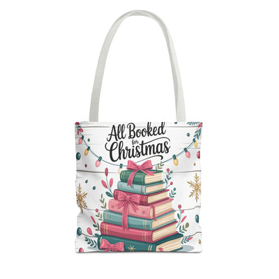 "All Booked For Christmas" Christmas Tote Bag | Festive Holiday Gift & Shopping Bag, Gift For Book Lovers