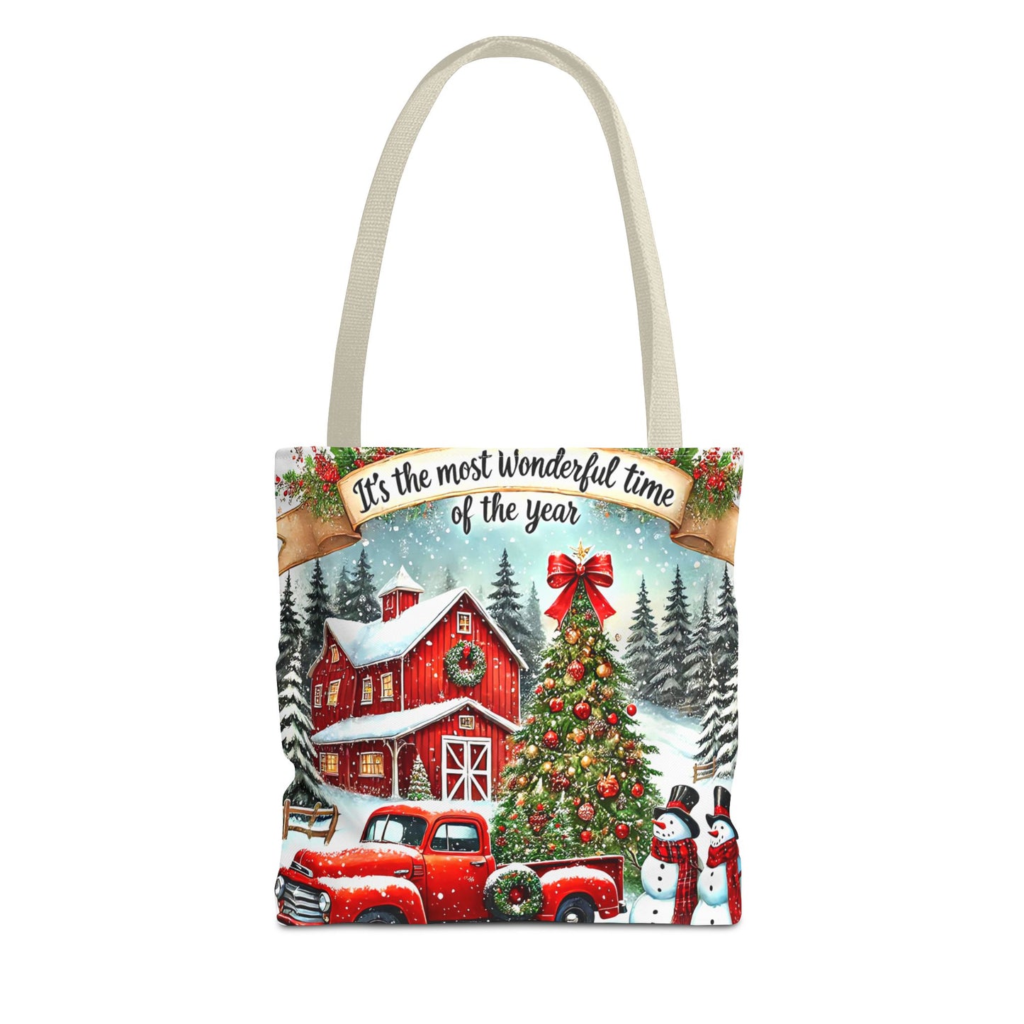Farmhouse Christmas Tote Bag | Festive Holiday Gift & Shopping Bag